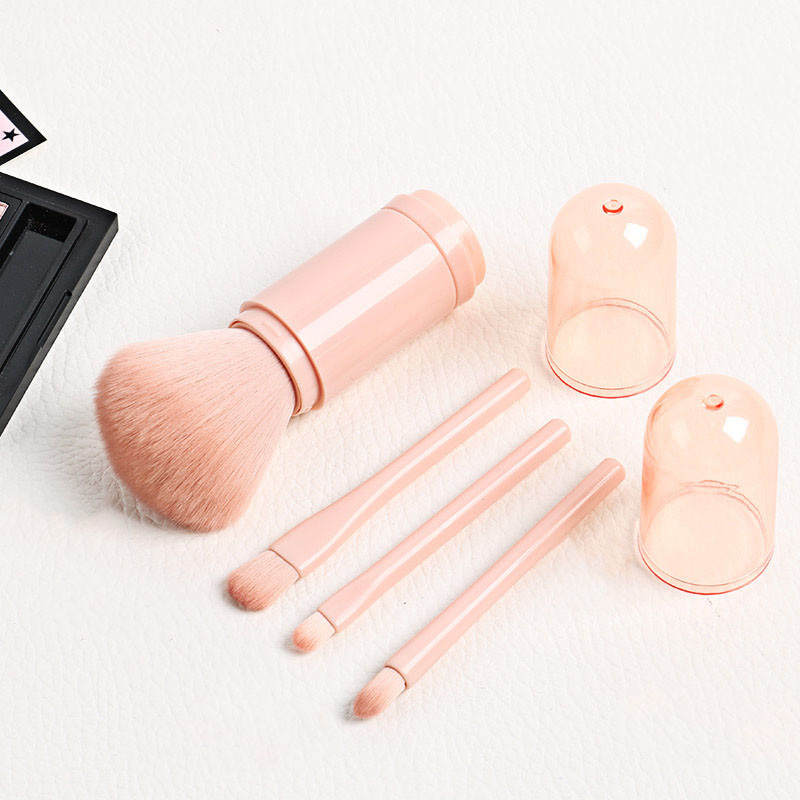 Travel 4 In 1 Portable Retractable Plastic Makeup Brush For Face And Body