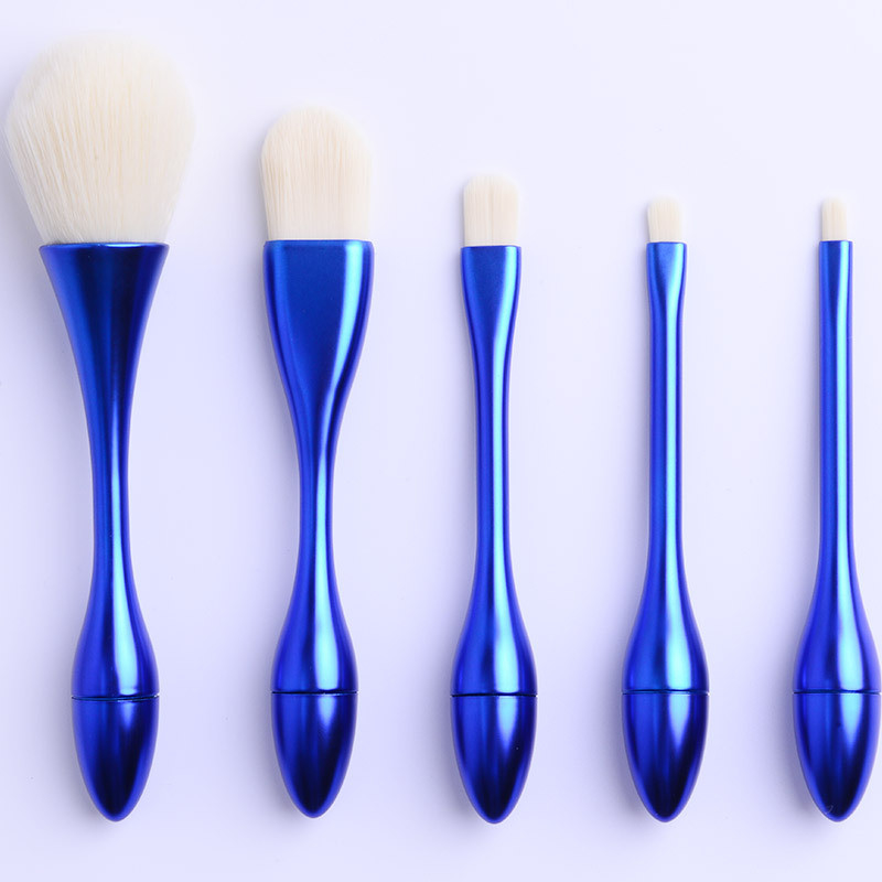 Blue OEM Handle Full Makeup Brush Set Portable Blending Brush Fashion Shape
