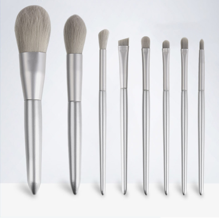 Cosmetics Tool Vegan Makeup Brushes OEM Logo Gray Straight Design 0.2kg