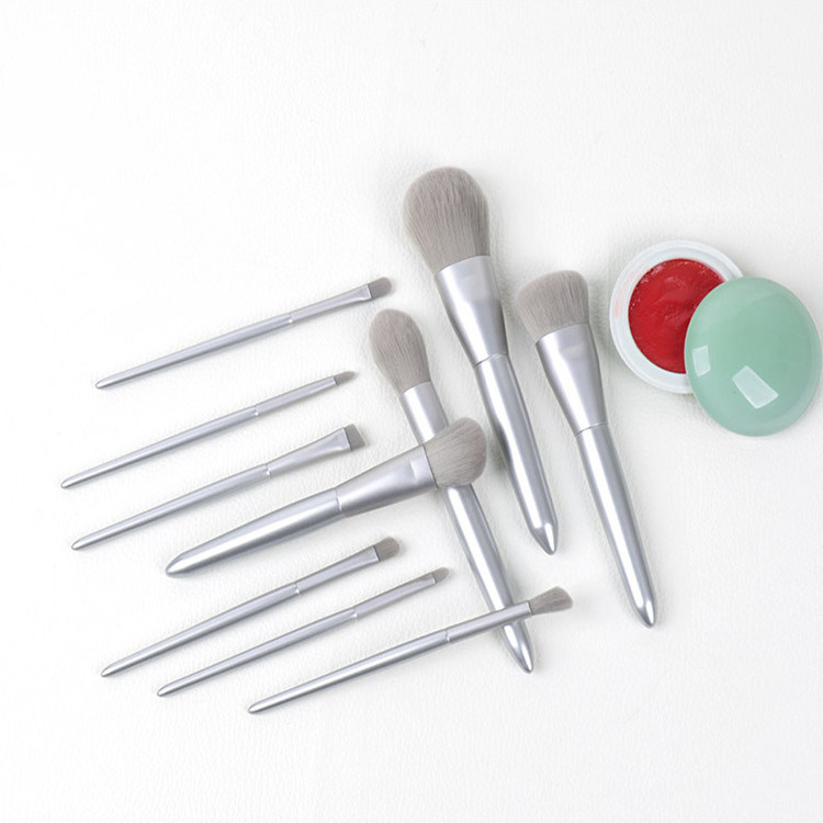 Cosmetics Tool Vegan Makeup Brushes OEM Logo Gray Straight Design 0.2kg