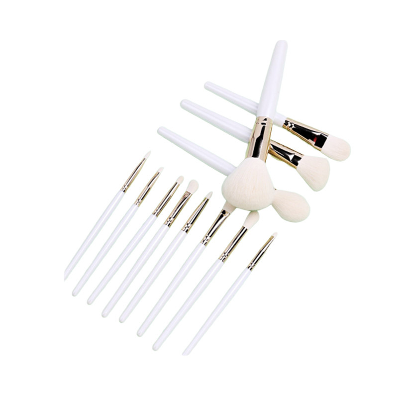 White Retractable Brush For Loose Powder Foundation Wool / Customized Heads