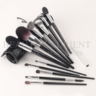 Black Wooden Handle 12-16cm12 Piece Makeup Brush Set With PU Pouch