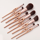 Patented 9pcs Complete Face Brush Set Walnut Wooden Handle Facial Brush Kit