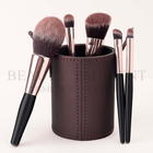 Rose Gold Ferrule Short Mini Makeup Brush Set 3tone Hair Wood Makeup Brush kit