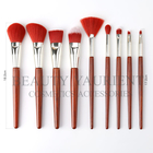 Luxury 9Pieces Private Label Makeup Brushes Red Makeup Brush Set 20.3cm