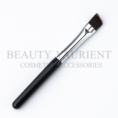 Black PBT Synthetic Hair Small Angled Eyeliner Brush Aluminum Ferrule