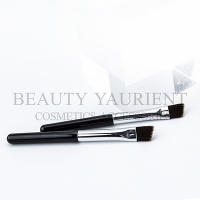 Black PBT Synthetic Hair Small Angled Eyeliner Brush Aluminum Ferrule