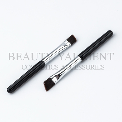 Black PBT Synthetic Hair Small Angled Eyeliner Brush Aluminum Ferrule