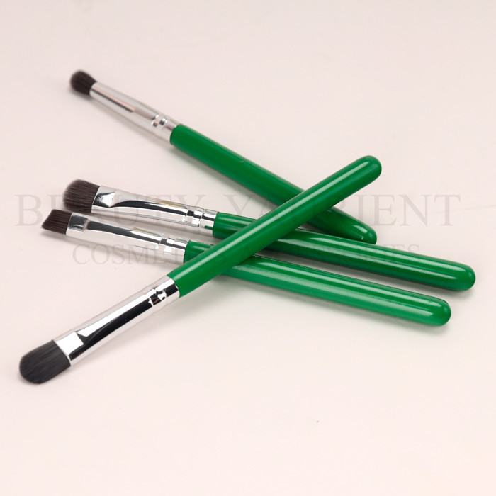 Green 4pcs Eyeshadow Makeup Brush Set 9.6cm Shinny Silver Ferrule
