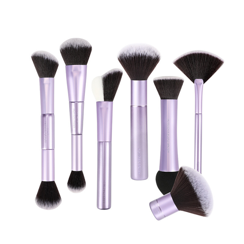 ISO9001 Purple 7 Piece Makeup Brush Set Synthetic Makeup Brushes Anti Bac