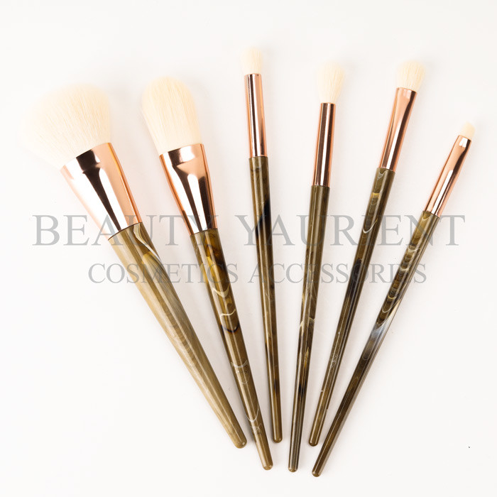 Customized Ferrule High End Makeup Brush 6pieces Assorted Hair Shape