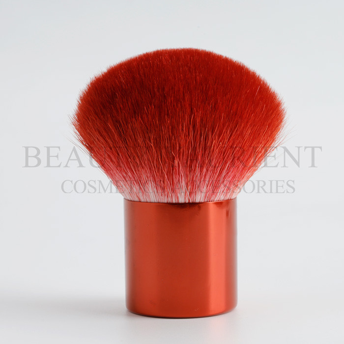 Red Metalized Handle Kabuki Bronzer Brush Daily Makeup Tools High Performance