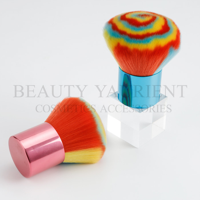 Multicolored Hair Kabuki Makeup Brush OEM Logo Facial Beauty  Tools
